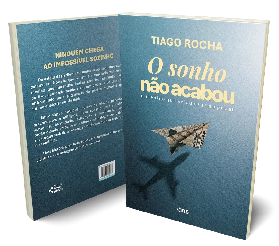 Capa e contracapa do livro O Sonho Não Acabou, de Tiago Rocha