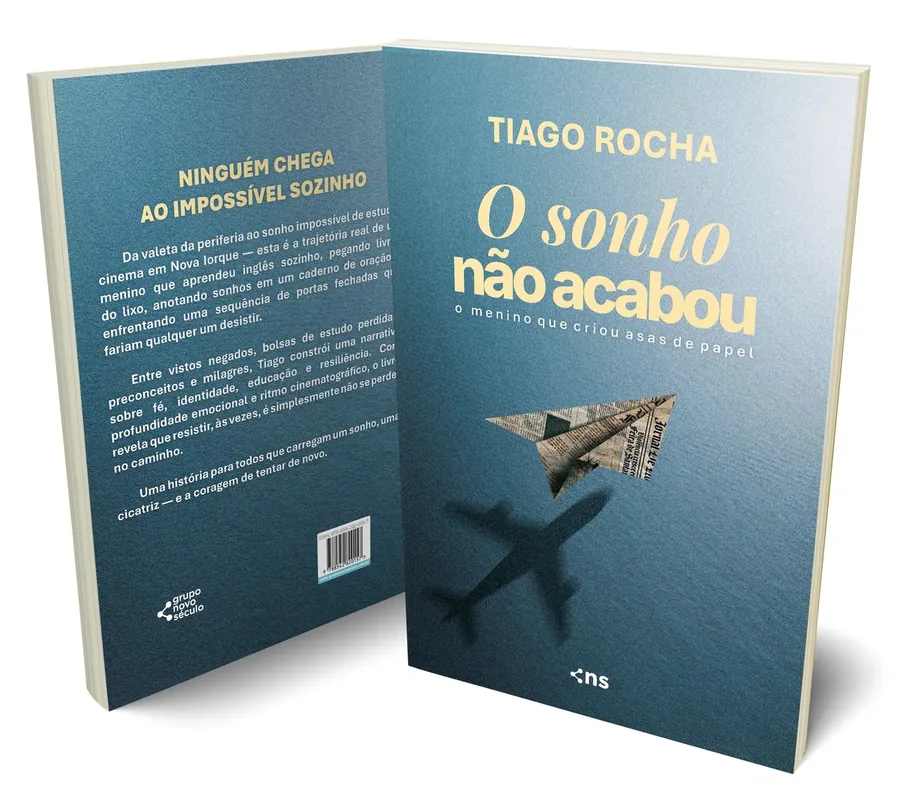 Capa e contracapa do livro O Sonho Não Acabou, de Tiago Rocha