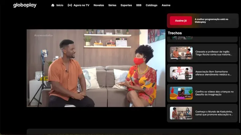 Tiago Rocha entrevistado no Globoplay